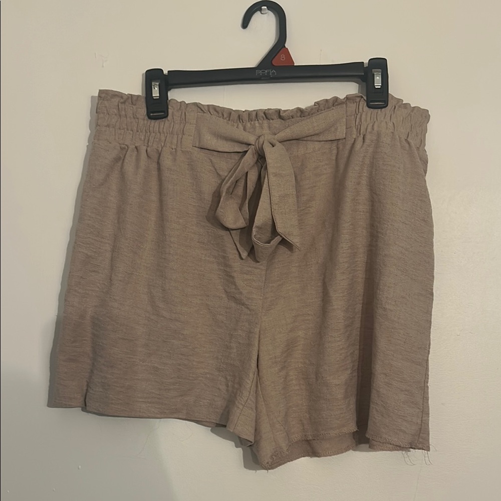 High Waist Tan Bow Shorts